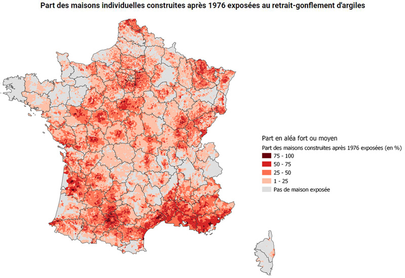 Carte interactive du risque RGA en France - aléa retrait-gonflement des argiles