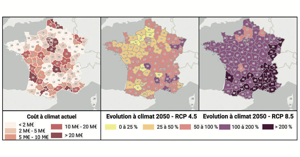 Évolution des coûts du retrait-gonflement des argiles et sécheresse géothermique en France
